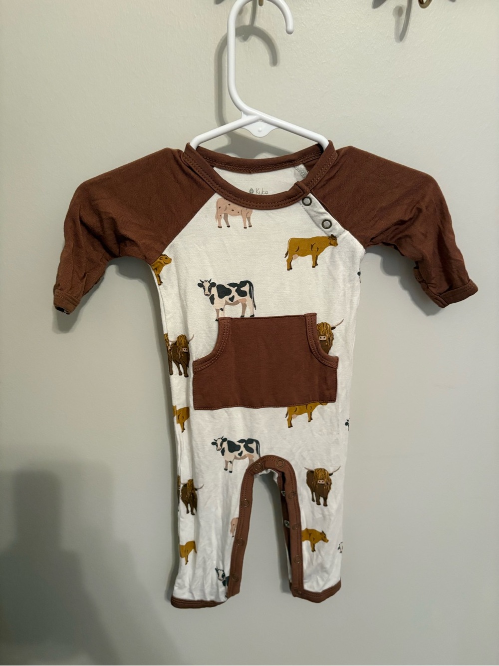 Kyte BABY Brown & White Farm Animal One-Piece Bodysuit